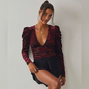 NWT FREE PEOPLE Magic Hour Velvet Bodysuit Size S